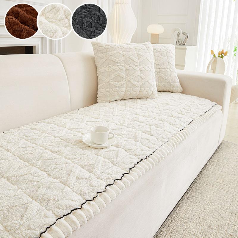 1PC-Winter sofa cushion thickened Mantou cushion shu mianrong anti-skid straight row leather sofa cover cloth cover