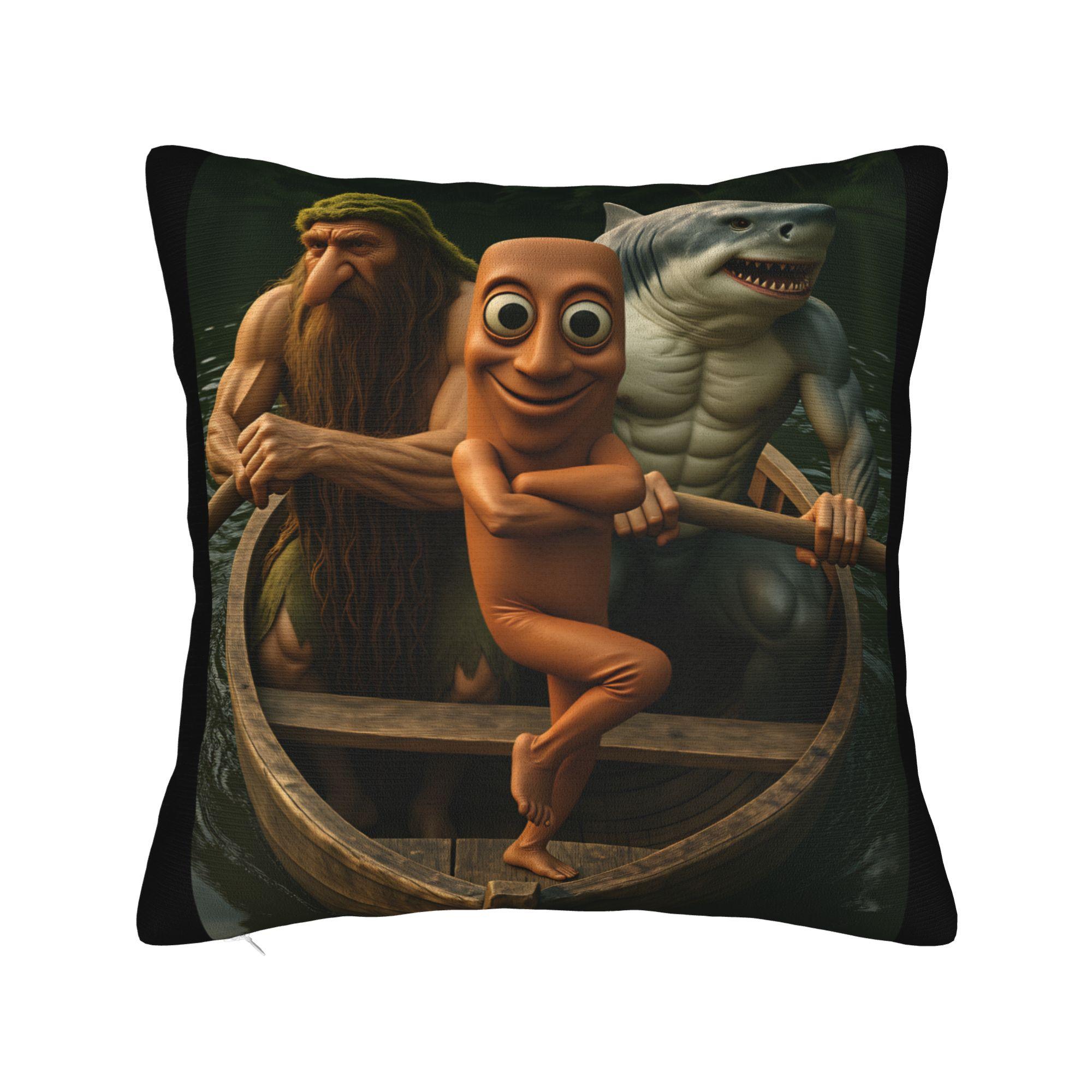 Pillow Cover Tung Tung Tung Sahur Surreal Italian Brainrot Meme Kawaii Pillow Case For Sofa Home Decor Pillowcases 30x30cm 12x12in