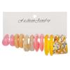 European and American new colorful acrylic earring set, exaggerated high-end feel, C-ring versatile earrings, Korean style accessories