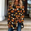 Women's Halloween Printed Pullover Top Loose Fit Neck Long Sleeve T-Shirt