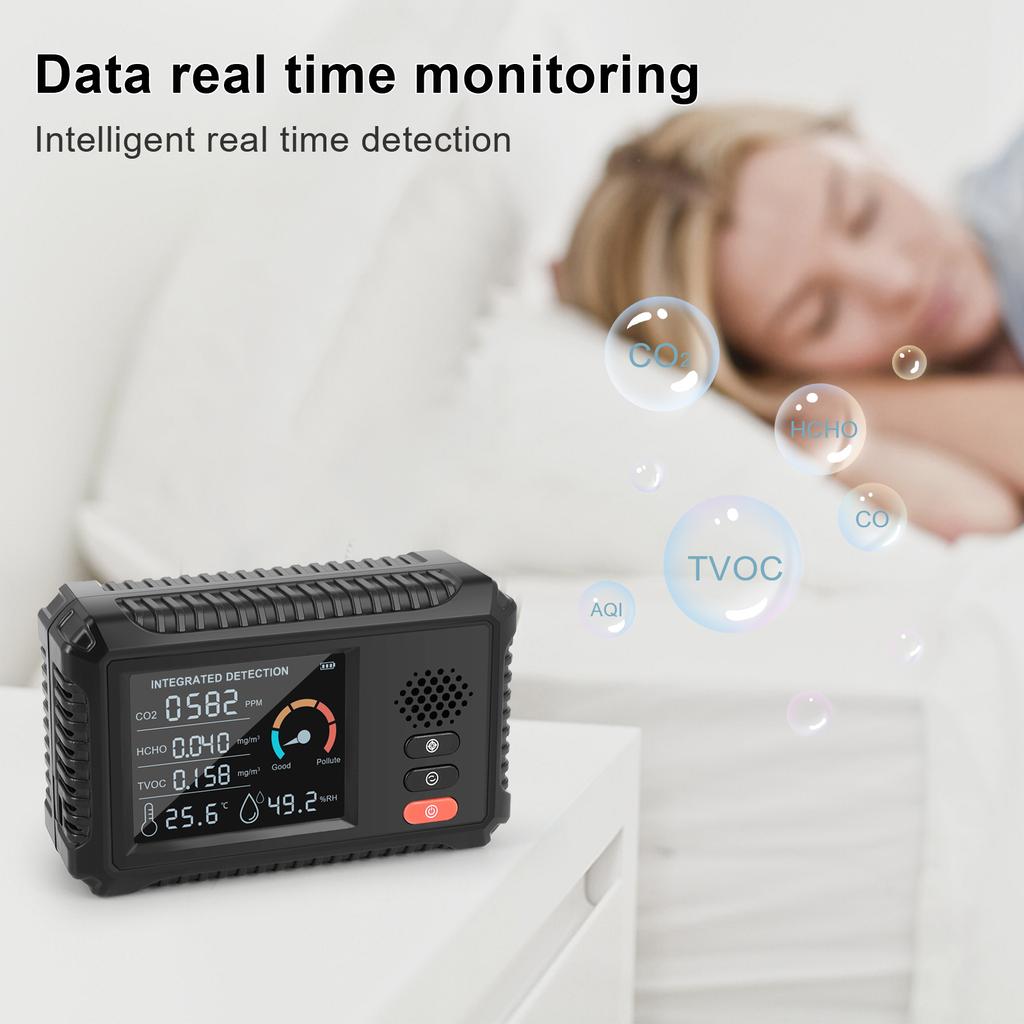 Air Quality Monitor TVOC HCHO CO2 Air Analyzer Intelligent Digital Lcd Portable Home Formaldehyde Detector Tester