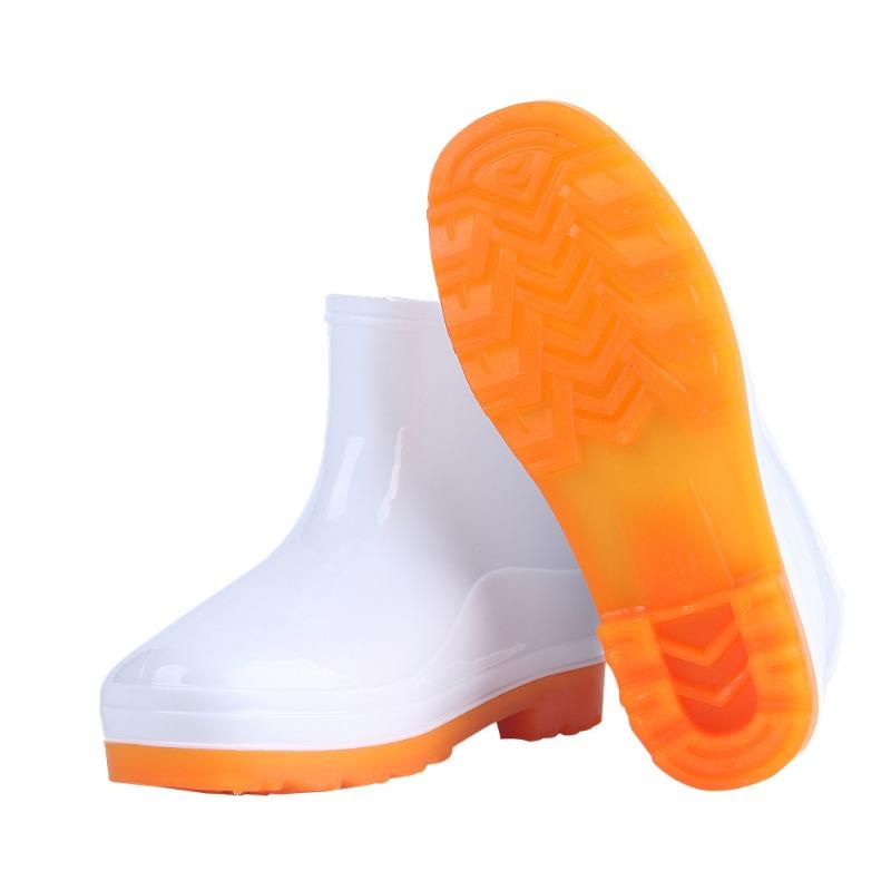 

3 men s low tube rain shoes 13 white beef tendon sole low-top rain boots work water shoes 45 белый