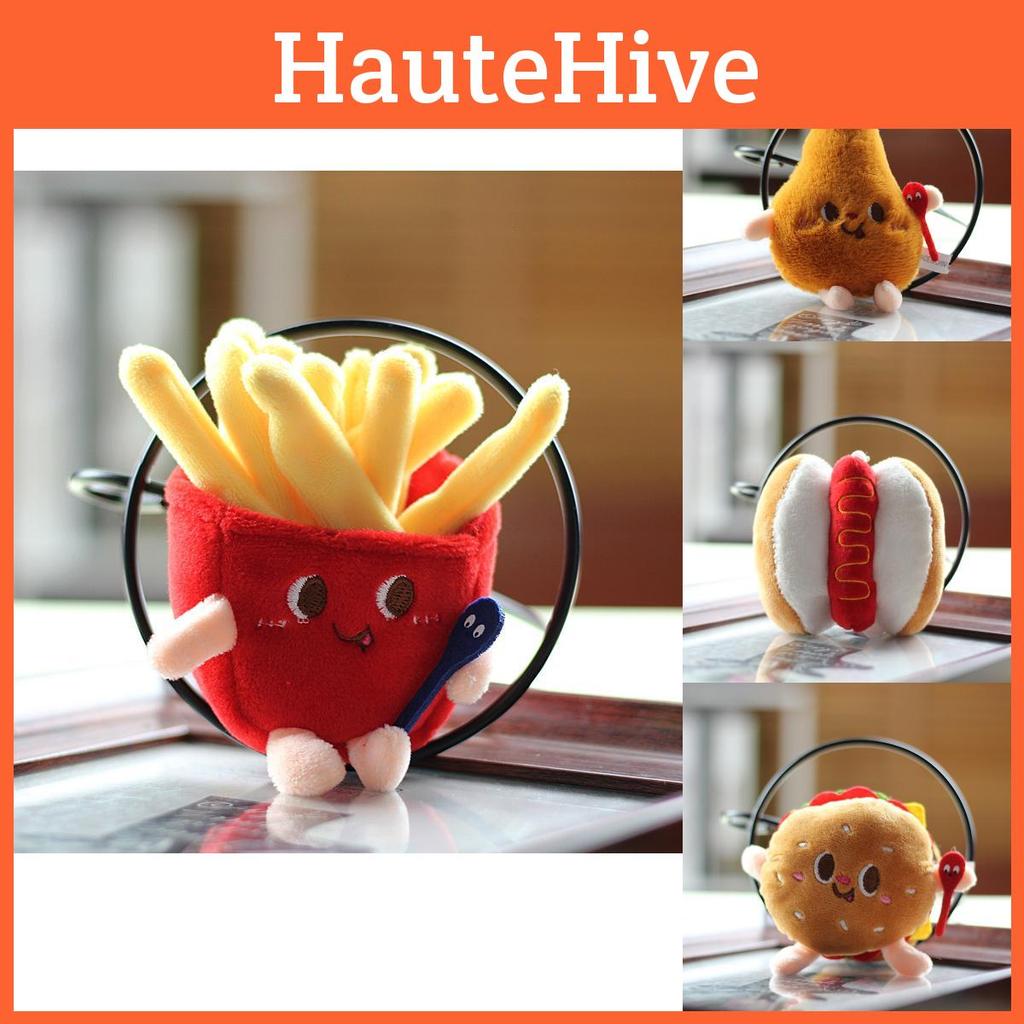 Adorable Plush Hamburger Hot Dog Chicken Leg French Fries Keychain For Backpacks Creative Gift