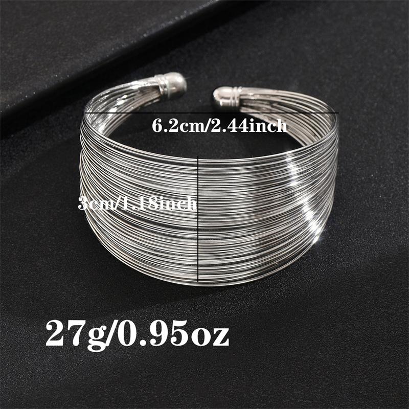 Vintage Gold Color Multi-Layer Opening Wide Cuff Bracelet for Women Exaggerated Metal Lines Wrist Bracelet Party Jewelry Gift