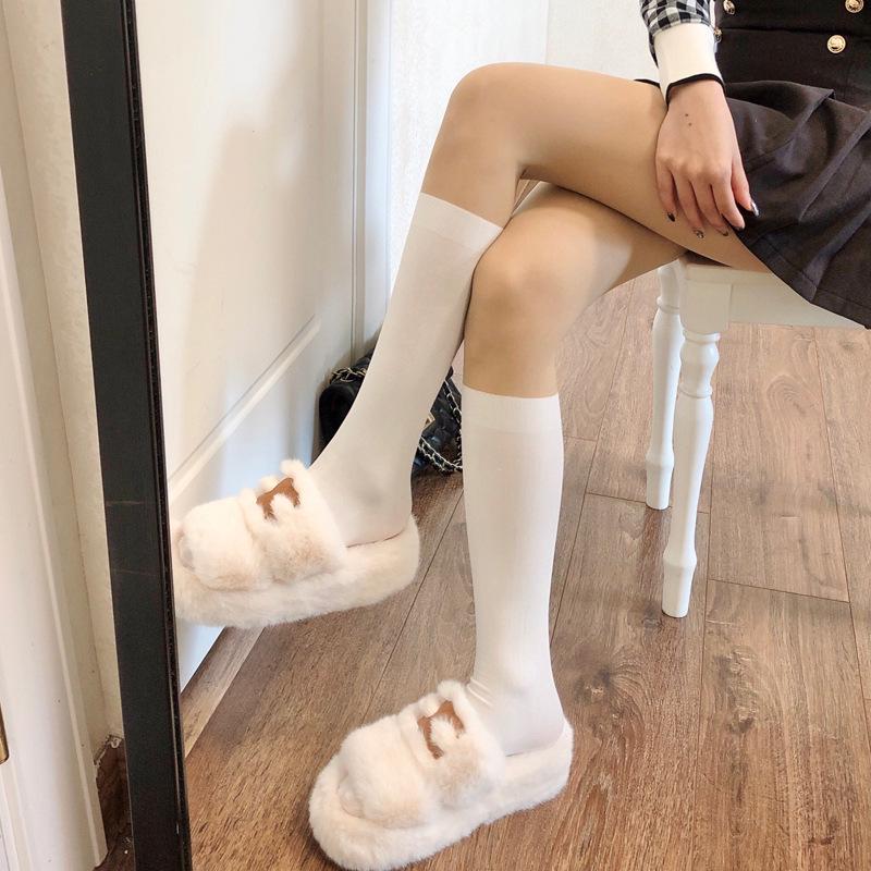 Women's Lolita Black Stockings: Spring/Autumn Over-the-Knee Patchwork Thigh-High, JK Pantyhose, Black & White