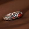 Chinese Retro Openwork Ring with Southern Red Agate