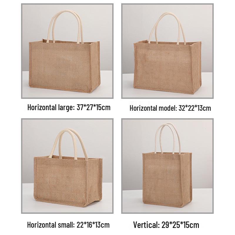 Hand-Painted Muji Jute Burlap Tote Bag for Christmas