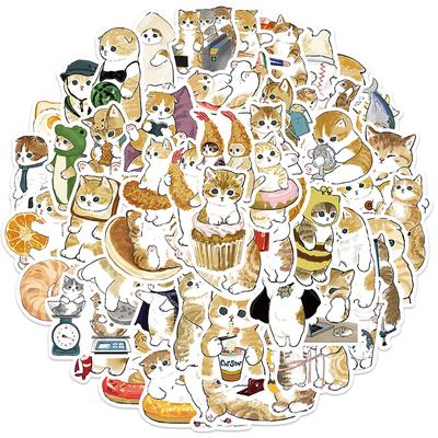 64Pcs süße Katze Aufkleber Tier Aufkleber Kinder Spielzeug Sammelalbum Laptop Graffiti Aufkleber