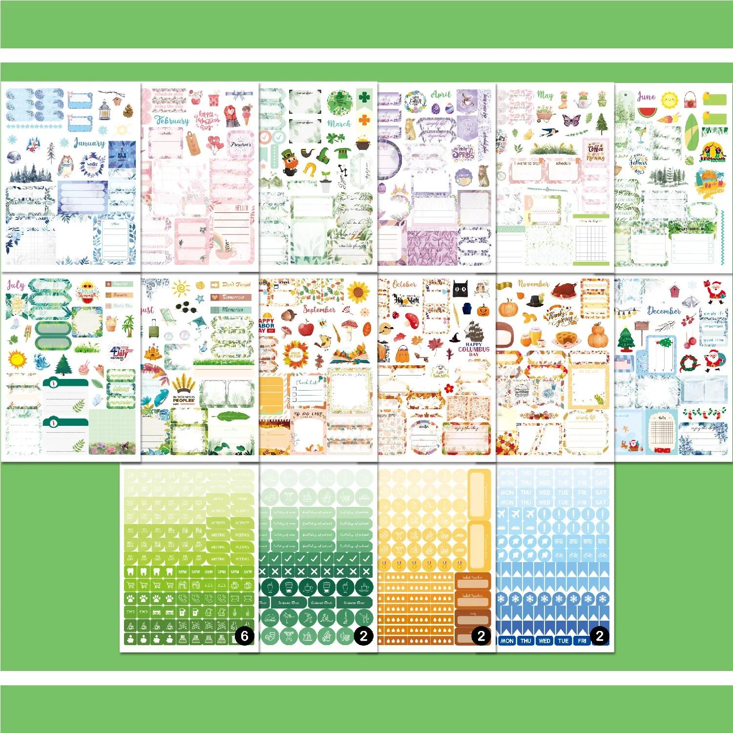 

Річний план. Наклейка. Книга. Скрапбукінг. Журнал. Блокнот. Календар. Планувальник. Наклейка. Наклейка. Мультяшний візерунок. Число. Дата. Зроби сам. Деко.