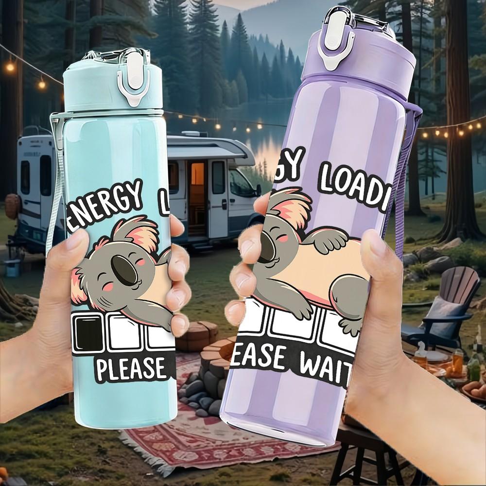 1PC Cat Mouse Funny Cartoon Print 750ml Color Plastic Sports Water Bottle Leakproof Flip Straw Lid Suitable for Sports Office Home Use