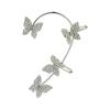 Women Butterfly Earrings Fashion Zircon Ear Hook Clip-On Cartilage Non-Pierced Earrings