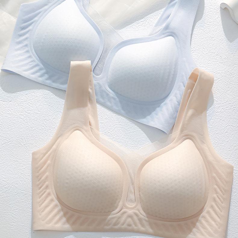 Seamless Bra Women's Soft Support Perforated Cup Underwear Thin Gathering Large Size Bra Full Cup Mesh Strapless Bra
