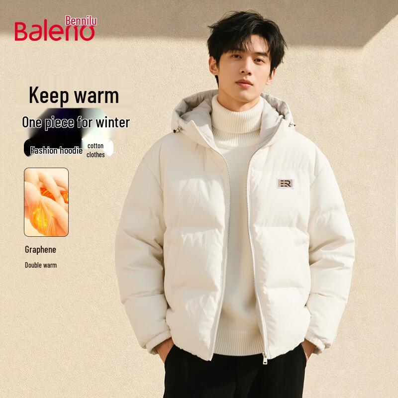

Baleno Men s Plush Thick Loose Hooded Winter Jacket XL