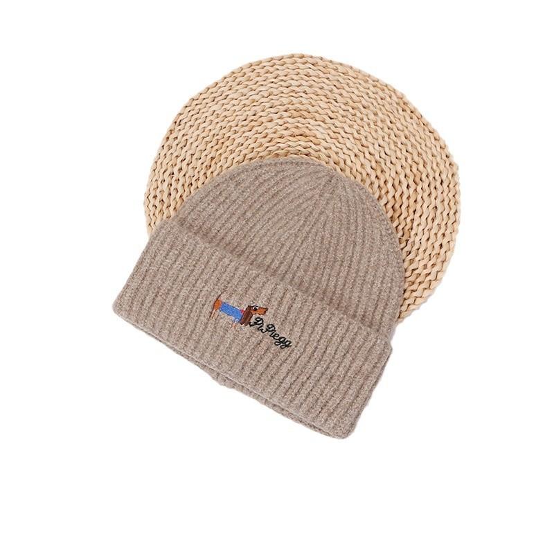 Ins Cute Puppy Knitted Hat for Women Autumn and Winter Students Cold Protection and Warm Versatile Wool Hat Couple Pullover Hat