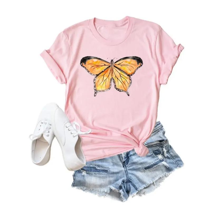 Stil Floare Fluture Tendință Îmbrăcăminte Modă Tricou Desene Animate Tricouri Vara Tricou Femei Doamnă Imprimeu Casual Grafic Top
