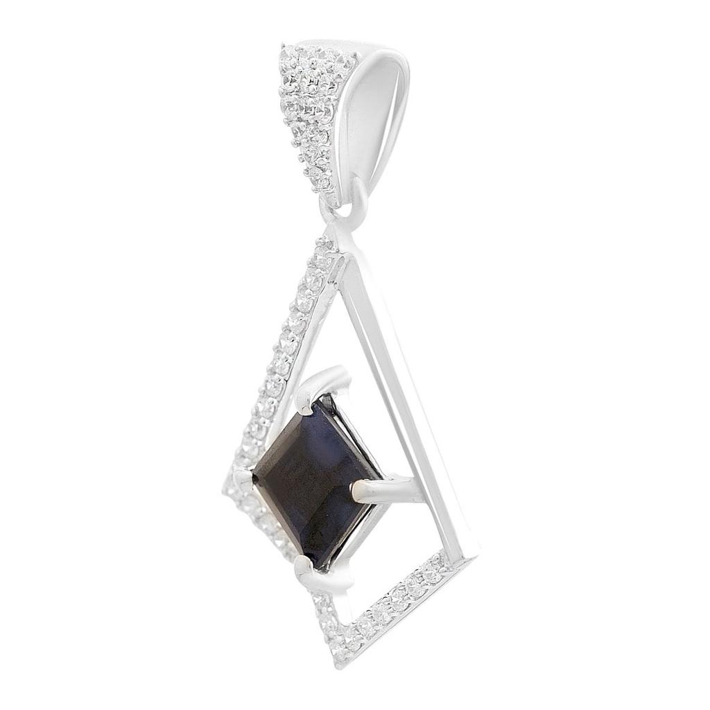 Pendentif en argent avec saphir 1,859 ct, zircons cubiques (2202615)