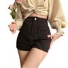 2024 Trendy American Black High-Waisted Women's Hot Pants - Sexy, Casual, Hip-Hugging Shorts for Summer