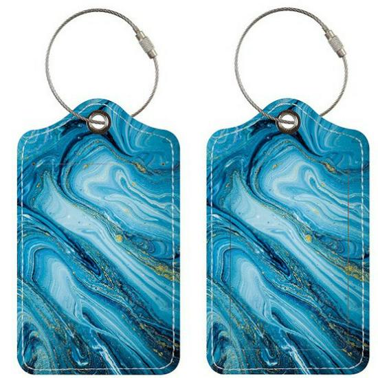 Stylish Printed Leather Luggage & ID Tag Set