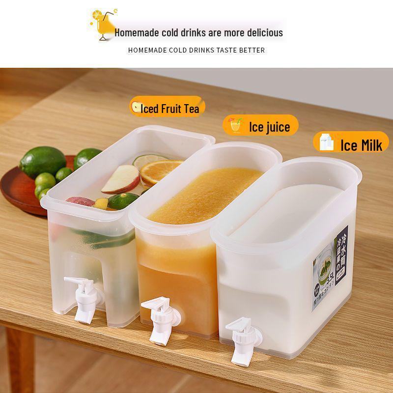 Large-Capacity Refrigerator Beverage Kettle with Faucet - Cold Water Bucket, Fruit Lemon Teapot, & Food Storage Box