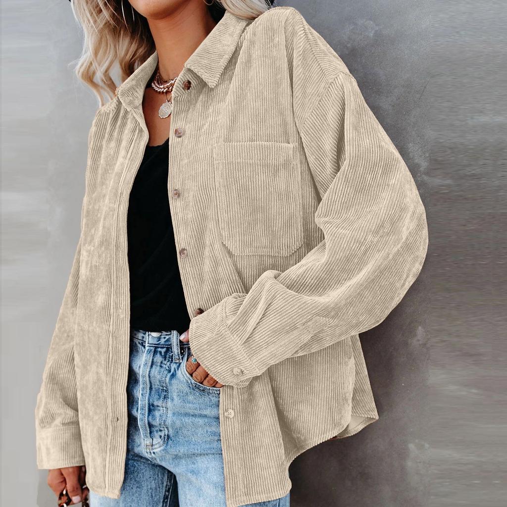 Women's  And Winter Shirts Women's Solid Color Lapel Loose Casual Jacket