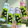 1PC Green Witch Girl Art Pattern 750ml Color Plastic Sports Water Bottle Leakproof Flip Straw Lid Suitable for Sports Office Home Use