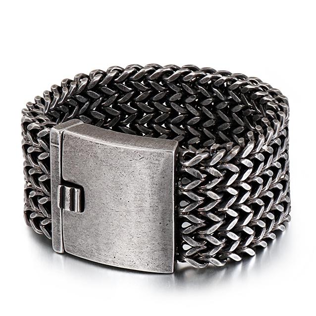 

30MM Wide Curb Cuban Chain Bracelet Men Vintage Black Stainless Steel Men s Bracelets & Bangles Massive Biker Jewelry for Man 22cm