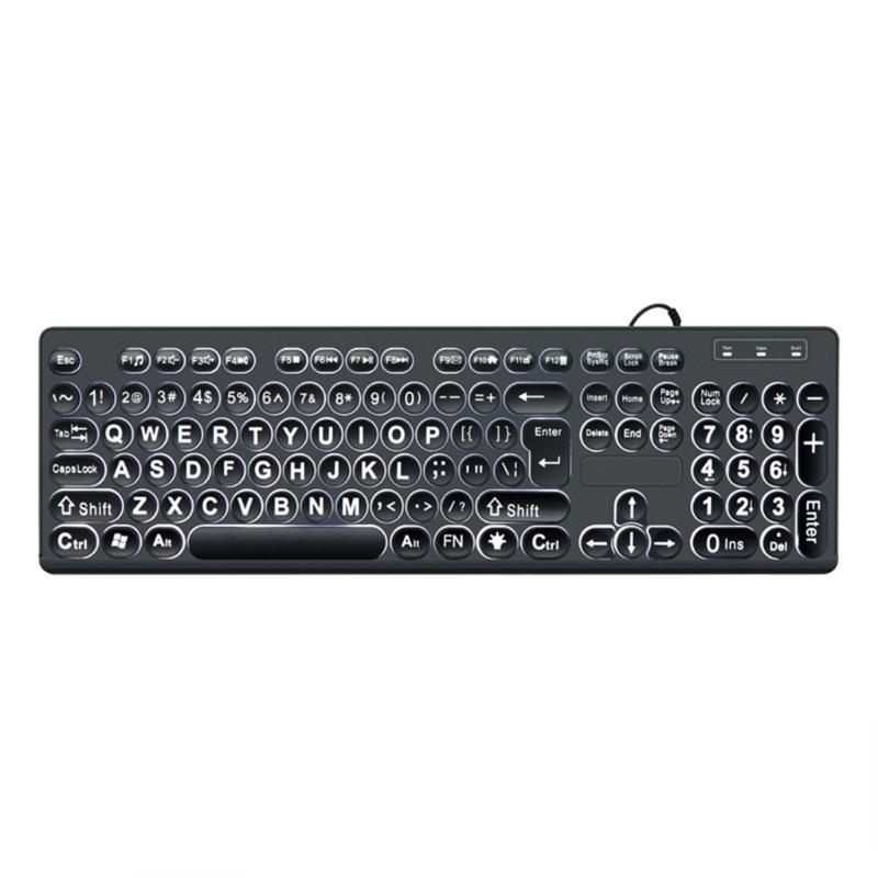 Large Print Computer Keyboards USB Cord Keyboards with Big Letters for Senior and Low Individuals White Backlit