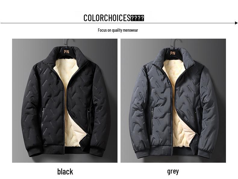 Men's Winter Cotton Jacket with Velvet Lining - Thick, Warm Lambswool Parka