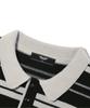 TRILLION Washable Striped Button Collar Neck Knit [Black]
