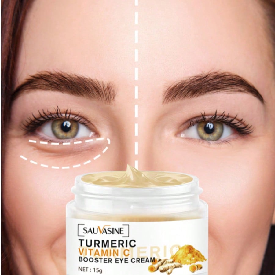 1PC Turmeric VC Booster Eye Cream,Brighten Dull Eyes,Fades Wrinkles,Reduce Dark Circles,Improve Tire