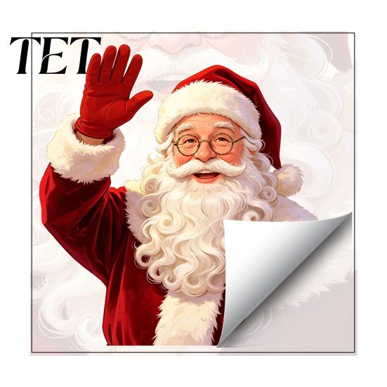 Fensterdekoration für den Außenbereich Weihnachten Statische Fensterbilder, Winkende Weihnachtsmann-Aufkleber, Nein?Kleber Entfernbar Party Dekoration Glasaufkleber für Balkon Haus Geschäft Feiertag