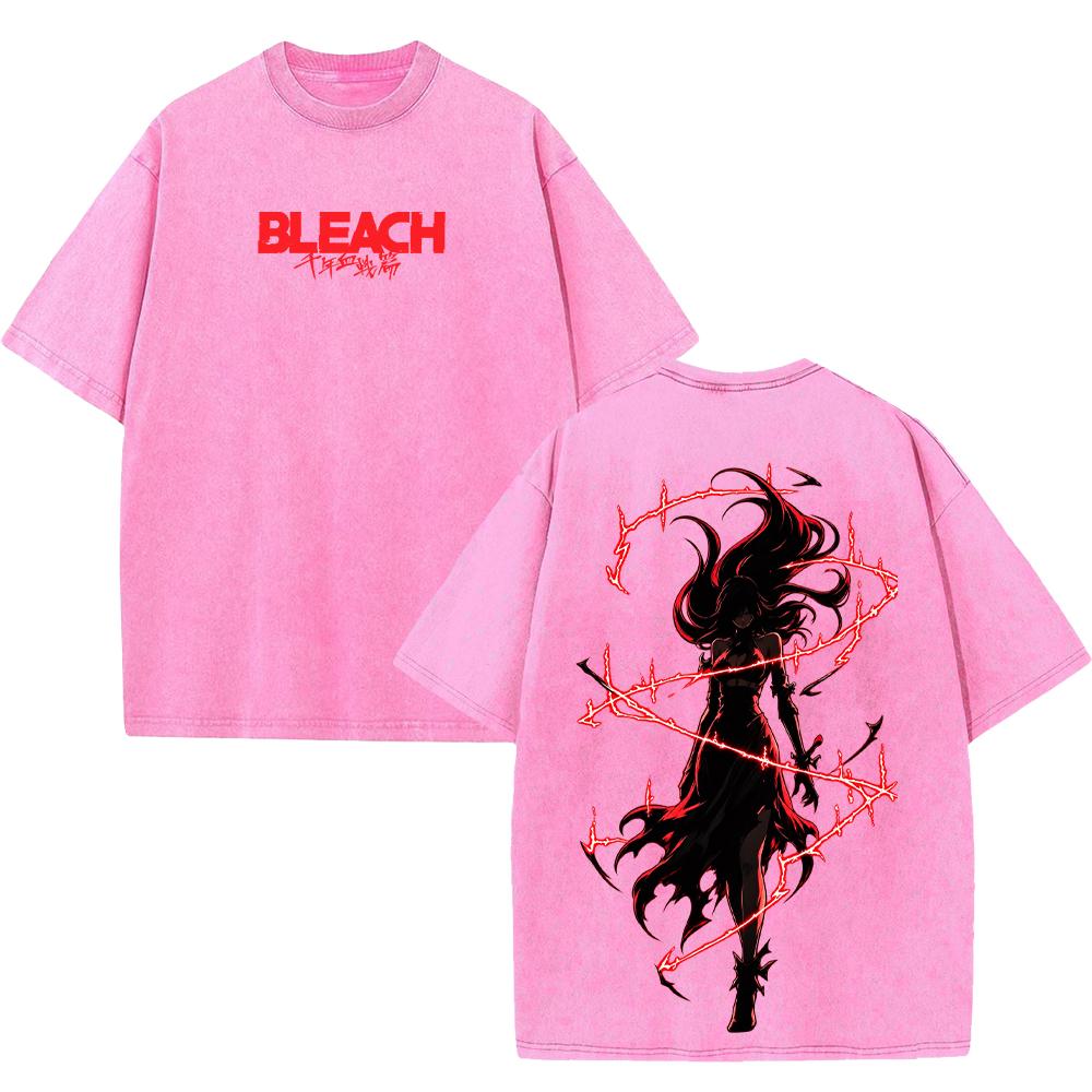BLEACH Anime Orihime Inoue T-shirt Fashion Vintage Washed Oversized T Shirt Men Women Clothing Short Sleeve 100% Cotton Tee Top