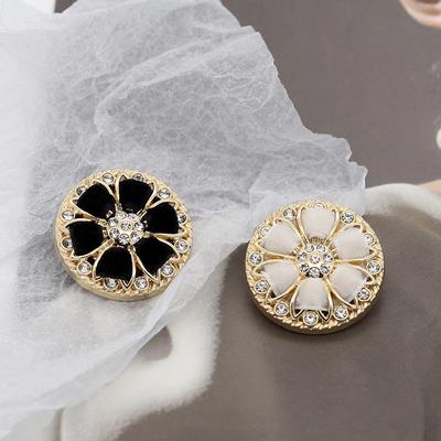 6Pcs High Quality Luxury Design Rhinestone Plush Tufting Round Metal Buttons For Clothing Decor Button Sewing DIY Needlework
