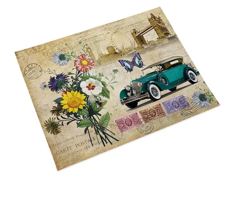 

Shabby Chic Placemat Rice Paper for Decoupage Stamperia Linen Table Decor Vintage Flower Coaster Pad Bowl Coffee Cup Mat 45x30cm 2pcs 30x45cm