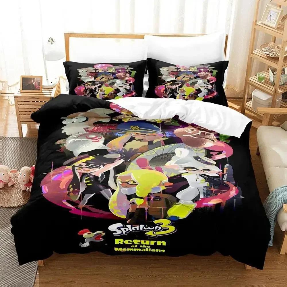 Kawaii Game Splatoon 3 Sleep Bedding Collection Single Size Twin Size Full Queen Dimension King Size Size Bed Collection Adult Kid Bedroom Duvet cover