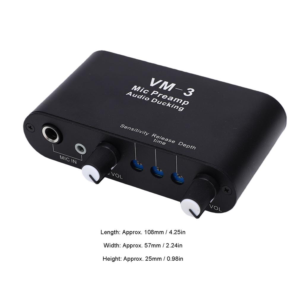 Microphone Preamp 3.5Mm 6.35Mm Mic Input Av Input Output 36Db Adjustable Gain Mic Preamplifier With Sound Ducking For Mics