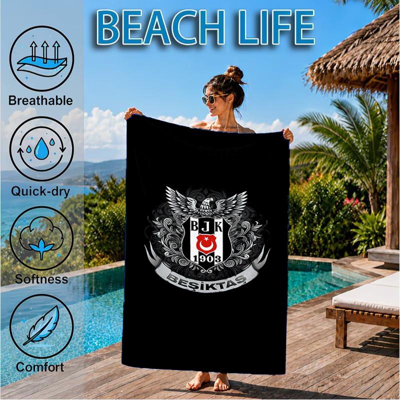 Be?ikta? Istanbul Football Club Emblem Beach Towel, Quick-drying, Easy To Care For, Suitable for Both Fitness and Beach Vacations,Sports Essential