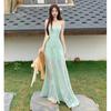 Hepburn Style Women's Corduroy Patchwork Dress - Autumn 2026 Collection, Elegant French Two-Piece Long Dress