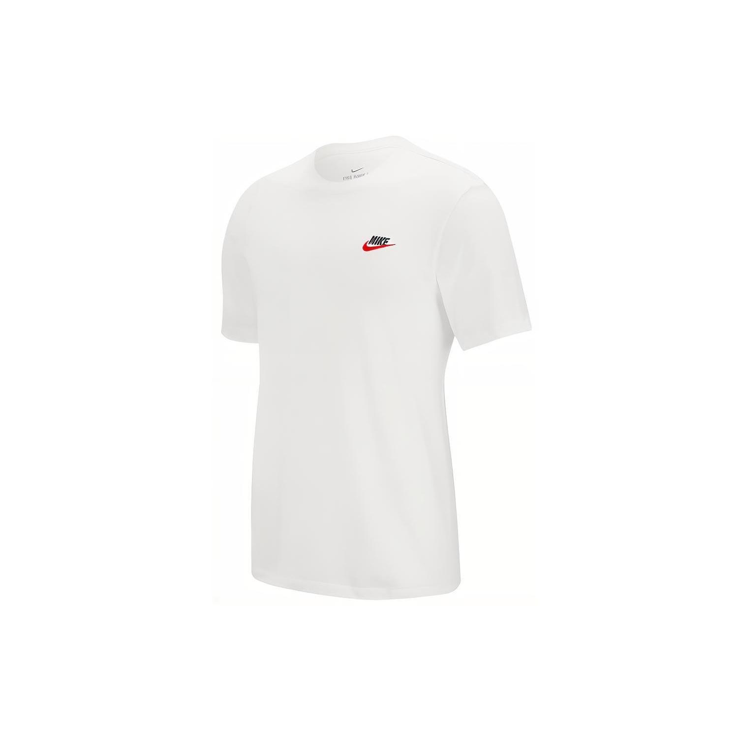 Nike Sportswear Embroidered Logo Micro Mark Solid Color Casual Round Neck Short Sleeve White Men s AR4999-100 XXL