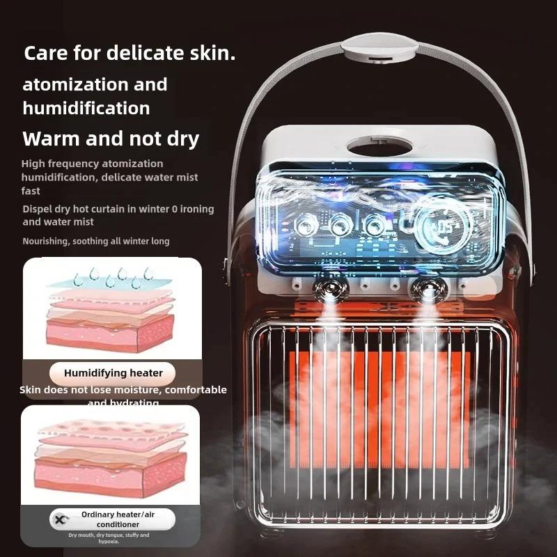 Electric Desktop Heater With Humidification Function Three-speed Adjustment 2 In 1 Intelligent Humidified Heater For Home Office