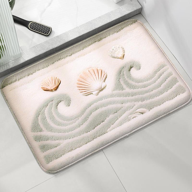 Tapis de sol de salle de bain Motif Loup Coquillage, Tapis antidérapant pour salle de bain, Tapis décoratif moderne, Tapis absorbant pour les pieds, Lavable en machine 50X80CM