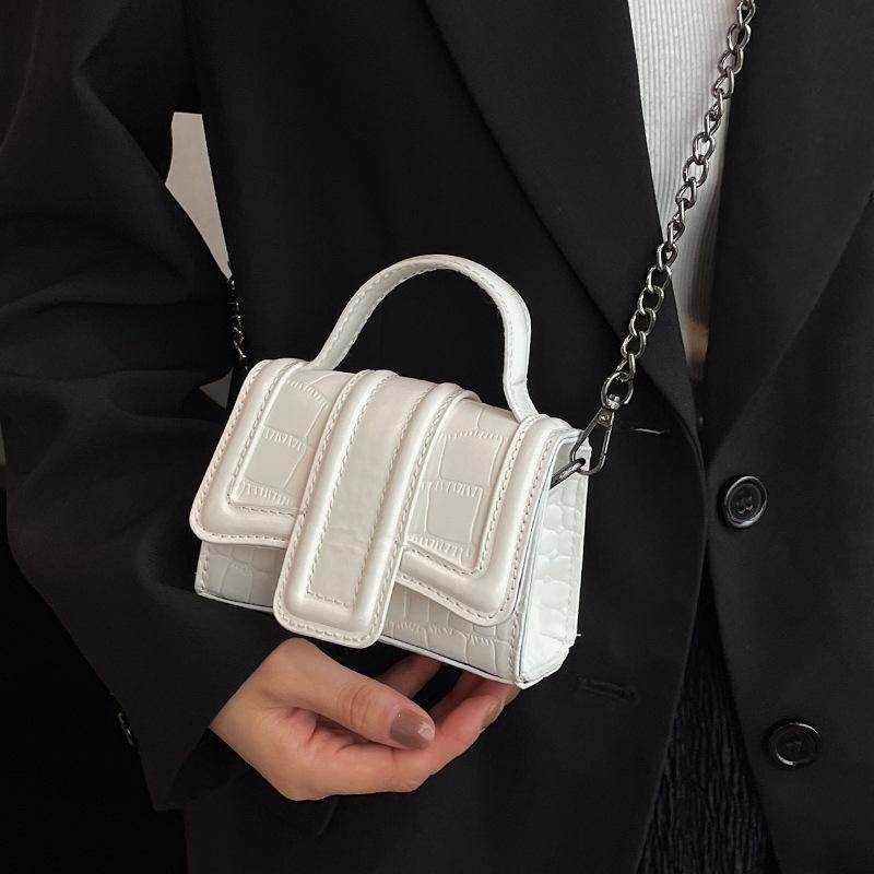 Temperament fashionable high sense stone pattern mini portable small square bag foreign style versatile chain messenger bag