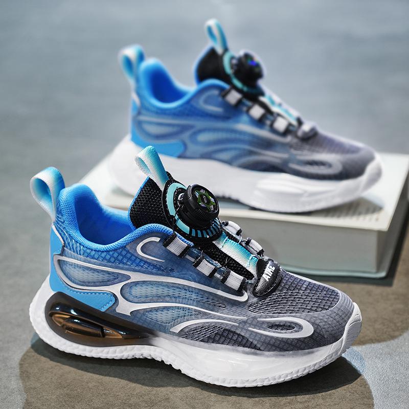 

Boys shoes 2025 spring and summer new mesh breathable children s sports shoes medium and large children s boys rotating buckle running shoes 28