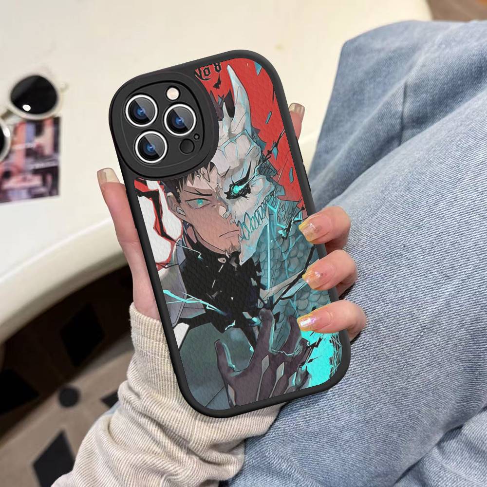 Classic Anime K-kaiju No8 Leather Phone Case For IPhone 16 15 14 13 12 11 Pro Max Plus Shockproof Cover