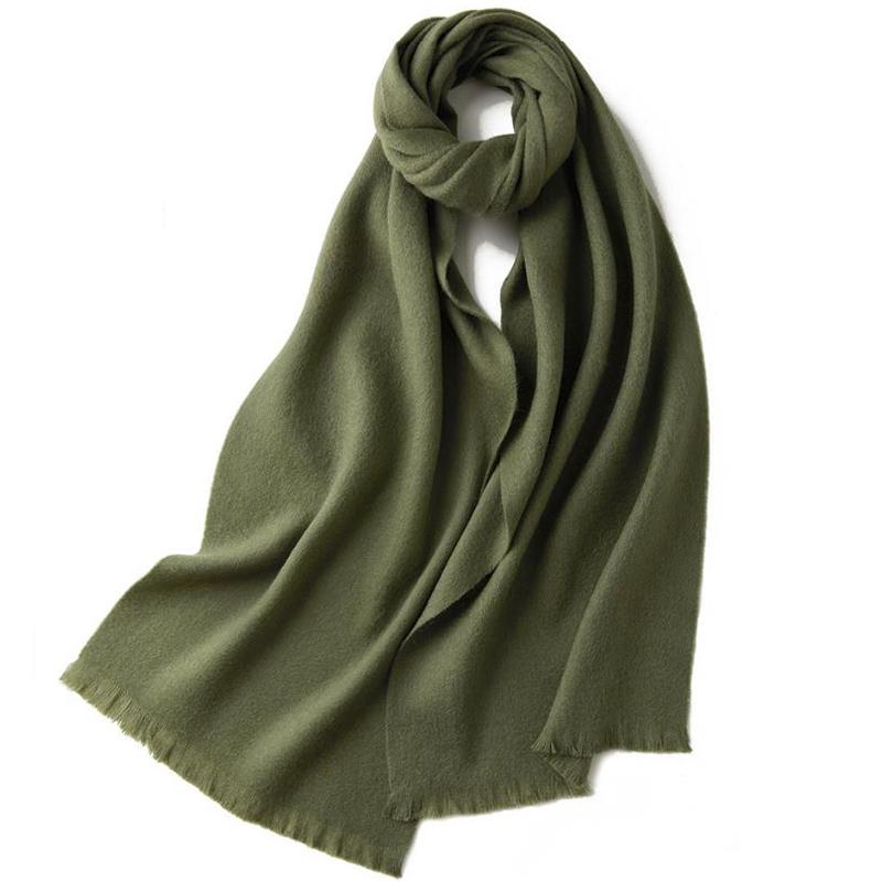 100% pure wool scarf Women's wild classic pure color new autumn and winter couples warm long short ear cashmere scarf