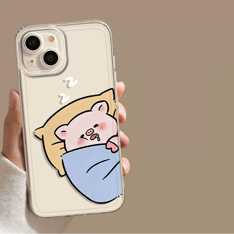 

Милый Мультяшный Розовый Свинья Пара Чехол для Телефона Для iPhone 17 16 15 11 12 14 13 Pro Max Mini X XS XR 7 Plus 16E Air Ударопрочный Чехол iPhone 14 Plus