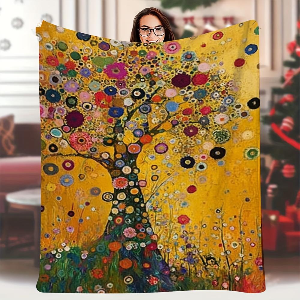 

Van Gogh Tree Pattern Blanket , Warm and comfortable throw blanket sofa bed sofa camping trip, the best gift. 75x90cm