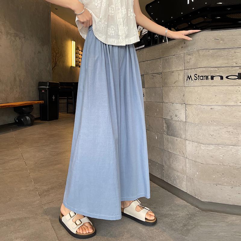 

Women s High-Waisted Linen Wide-Leg Pants - Slimming, Loose, Flare Style Small світло-синій колір