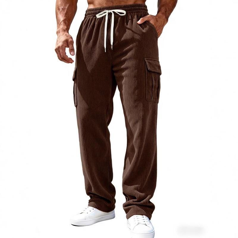 Men's Pocket Cargo Athletic Corduroy Pants Solid Color Long Pants Casual Pants Casual Everyday Outfit