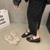 Bow Fairy Spring New Single Shoes Women's Shoes Inner Height Increase Mary Jane Shoes Shallow Mouth Breathable Mesh Yarn